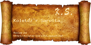 Koletár Sarolta névjegykártya